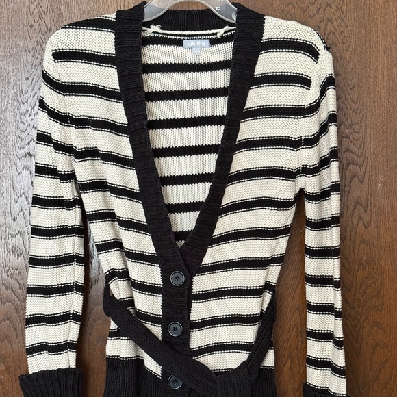Tabitha Long Knit Cardigan - Black & Cream Size: Large - Picture 1 of 14